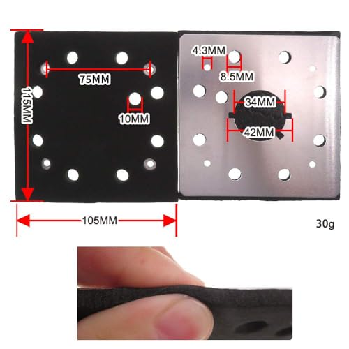 Taokyid Sander Replacement Pad, 1/4 Sheet, 8 Hole Stick on Square Sanding Pad Replaces Dewalt 151280-00, 151284-00SV, Fits Black & Decker, Dewalt and Porter Cable Sanders - Image 2
