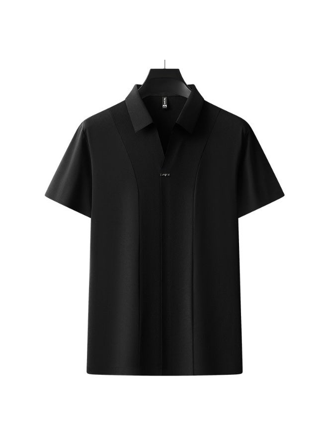 Summer  Men's Slim Fit Double-sided Fabric Short Sleeve Business Casual Pure Color POLO Shirt Lightweight Comfortable - Image 1