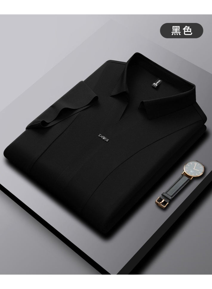 Summer  Men's Slim Fit Double-sided Fabric Short Sleeve Business Casual Pure Color POLO Shirt Lightweight Comfortable - Image 2