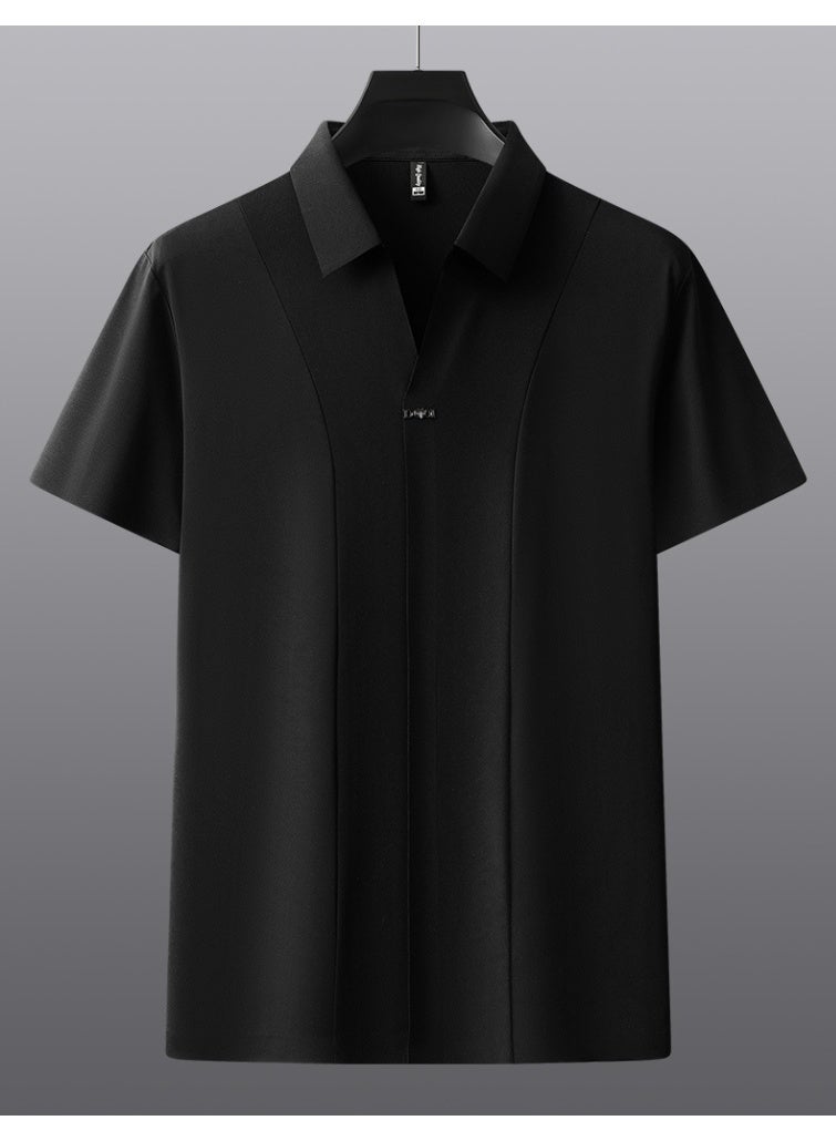 Summer  Men's Slim Fit Double-sided Fabric Short Sleeve Business Casual Pure Color POLO Shirt Lightweight Comfortable - Image 3