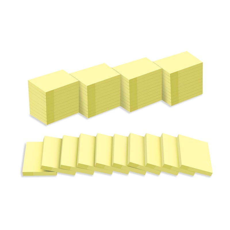 Kozerite (50 Pads) Sticky Notes 1.5x2, Sticky Pads, Recyclable, Self-Stick Pads, Easy to Post for Home, Office, Notebook (Yellow) - Image 1