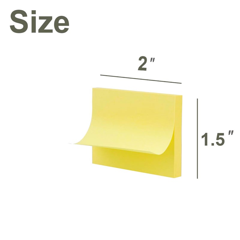 Kozerite (50 Pads) Sticky Notes 1.5x2, Sticky Pads, Recyclable, Self-Stick Pads, Easy to Post for Home, Office, Notebook (Yellow) - Image 2