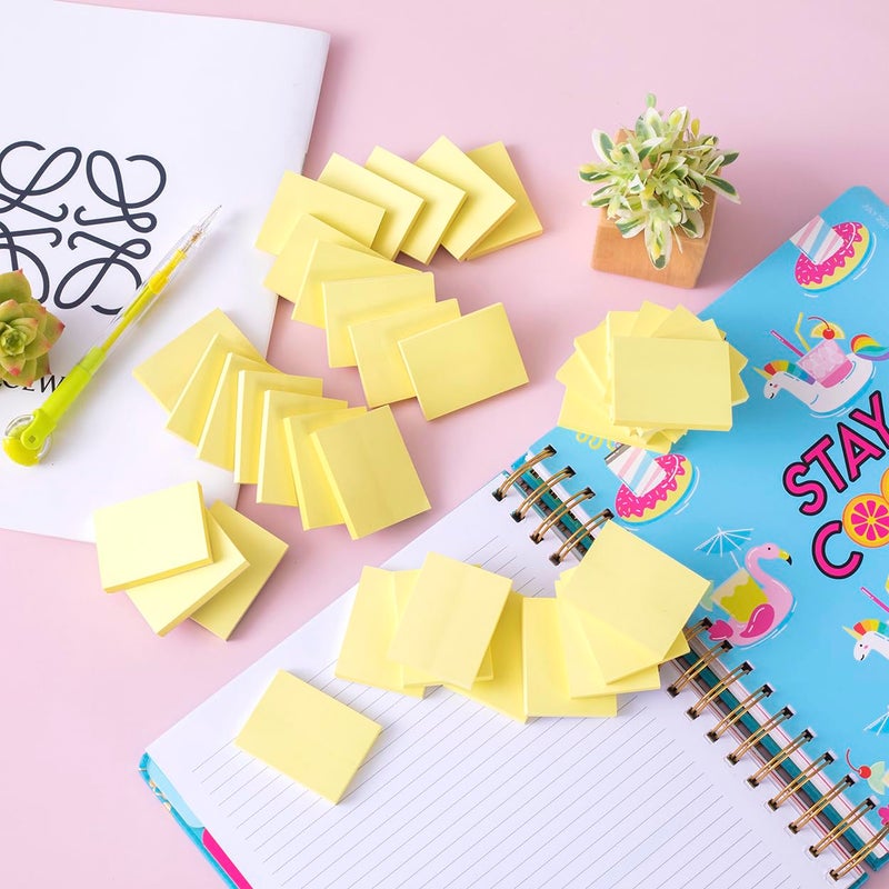 Kozerite (50 Pads) Sticky Notes 1.5x2, Sticky Pads, Recyclable, Self-Stick Pads, Easy to Post for Home, Office, Notebook (Yellow) - Image 4