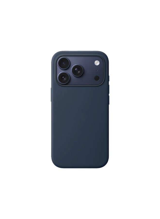 موبكوس جراب Mobcos iPhone 17 Pro Max الفاخر المصنوع من السيليكون، باللون الأزرق الداكن وشعار Elite، مزود بخاصية الشحن اللاسلكي المغناطيسي | ملمس ناعم كالحرير | حماية فائقة ضد الصدمات بمعايير عسكرية | توافق مغناطيسي قوي | غطاء أنيق ونحيف - Image 1