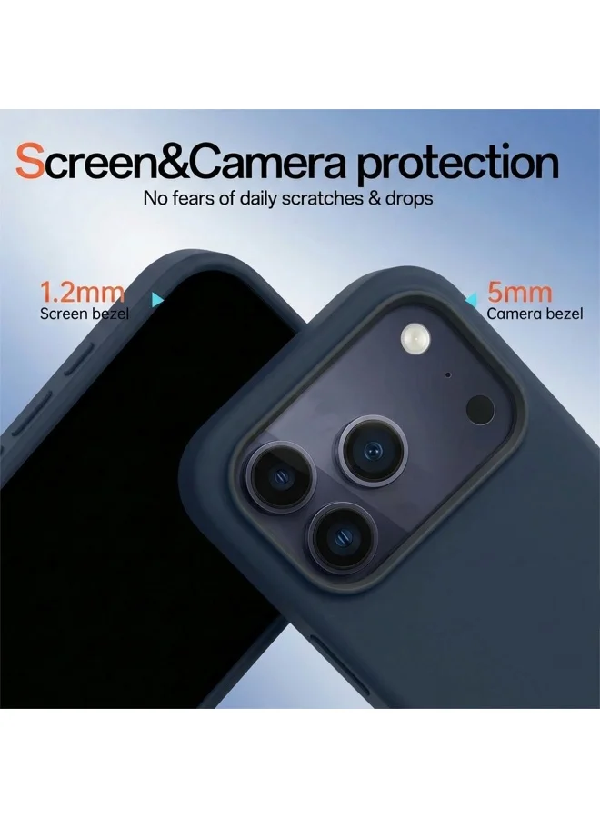 موبكوس جراب Mobcos iPhone 17 Pro Max الفاخر المصنوع من السيليكون، باللون الأزرق الداكن وشعار Elite، مزود بخاصية الشحن اللاسلكي المغناطيسي | ملمس ناعم كالحرير | حماية فائقة ضد الصدمات بمعايير عسكرية | توافق مغناطيسي قوي | غطاء أنيق ونحيف