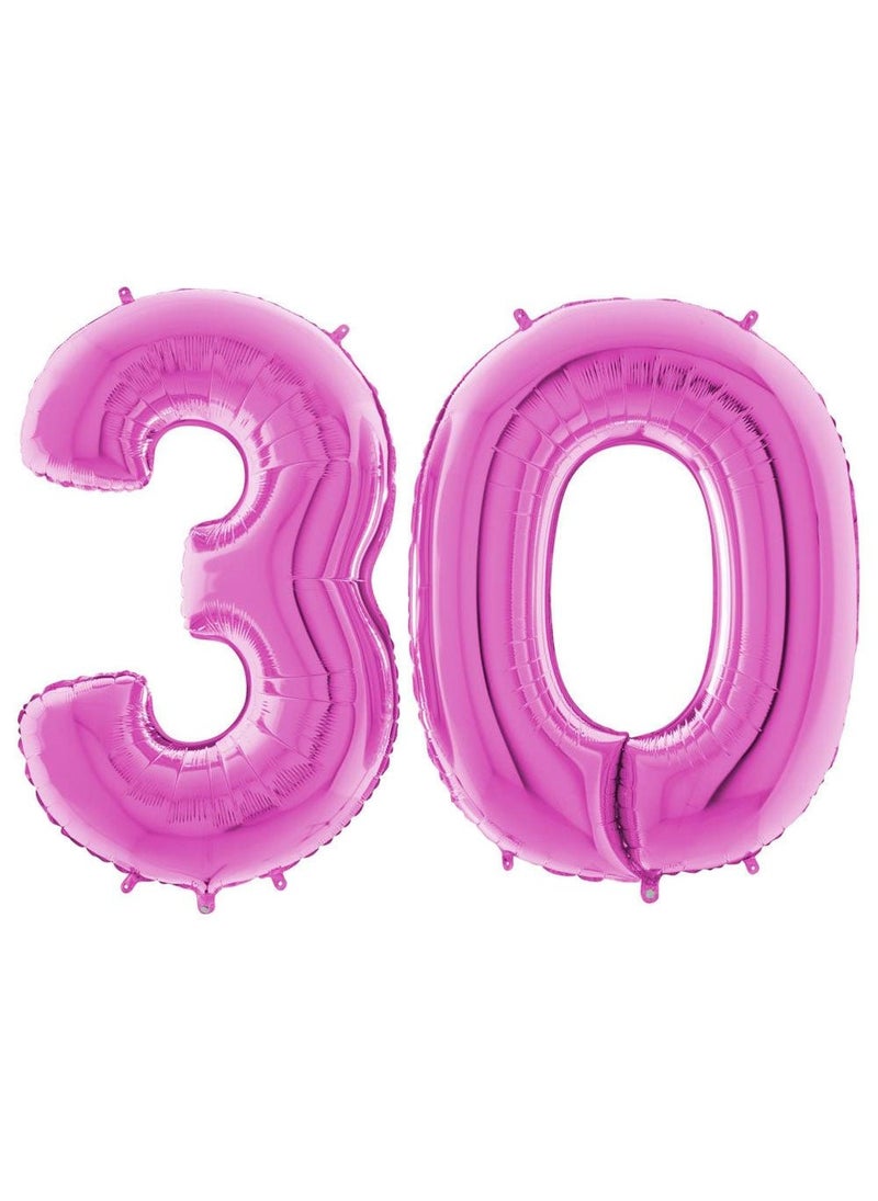 مجموعة بالونات عيد ميلاد 30 عامًا من رقائق معدنية وردية اللون بطول 100 سم