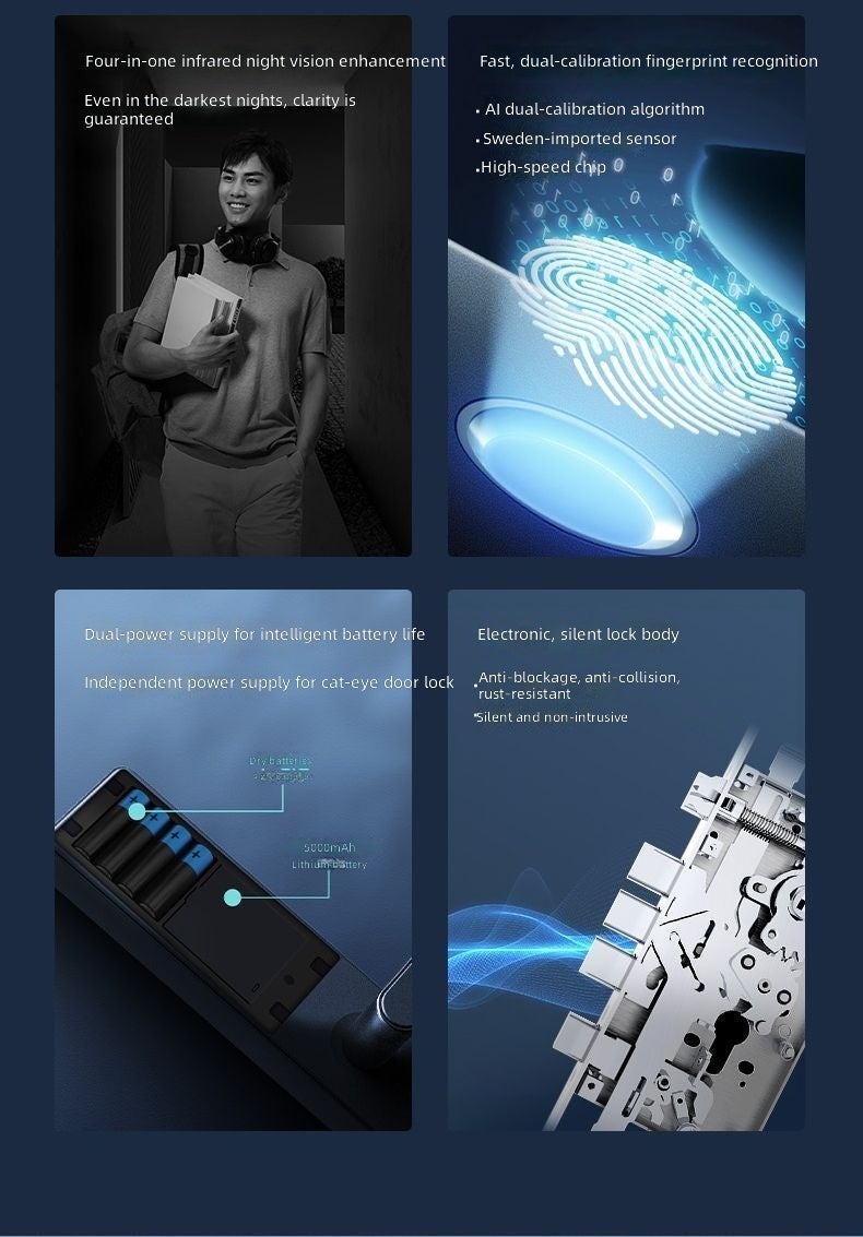 تي سي إل قفل ذكي TCL ببصمة الإصبع مع مراقبة عن بُعد عبر عين القط ووصول NFC للأمان المنزلي - Image 3