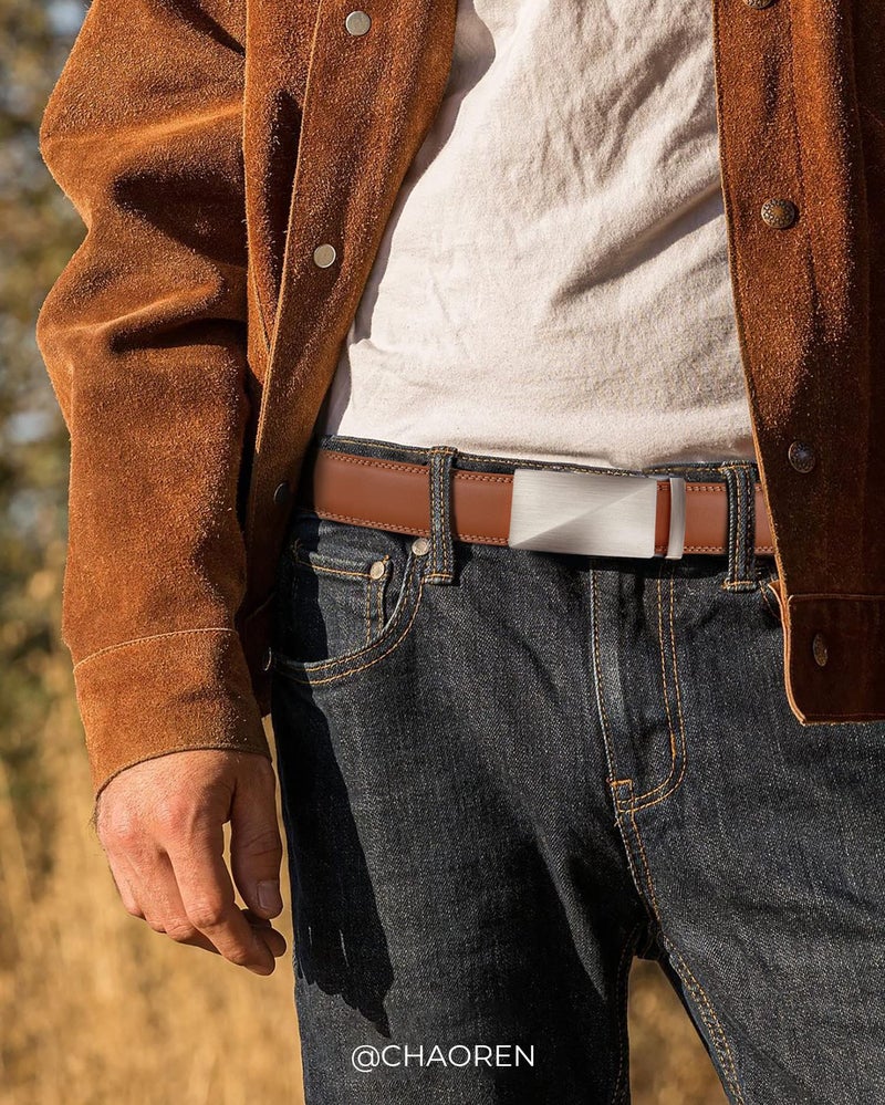 CHAOREN CHAOREN Mens Belt Leather Ratchet Belt - Customizable Fit, Effortless Style (35mm)  - Image 3