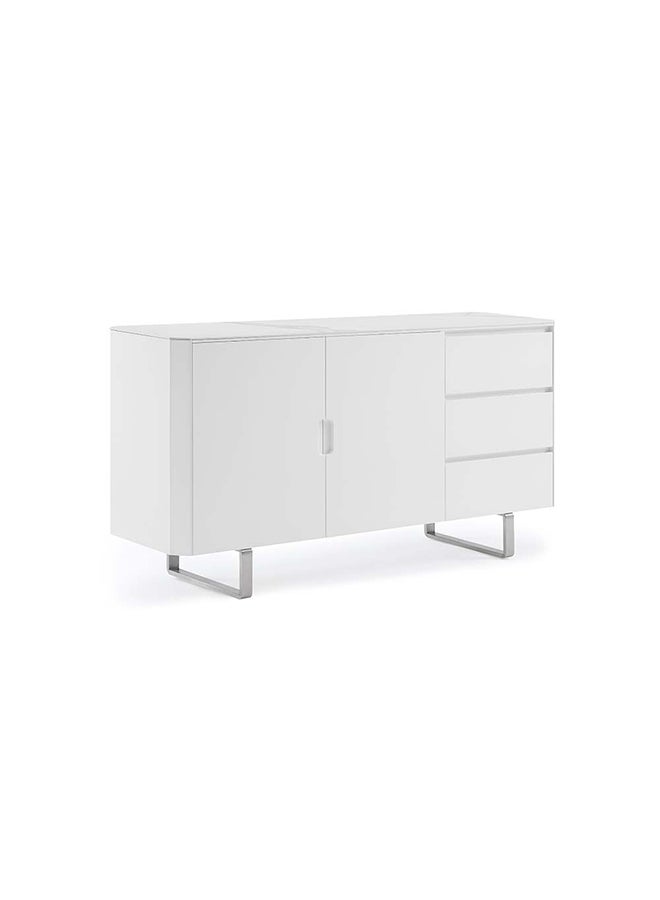 DANUBE HOME Monarch Sideboard Sturdy Home Kitchen Organiser Sideboard Modern Design Furniture For Dining Room Living Room Kitchen-White / Brushedsilver - Image 1