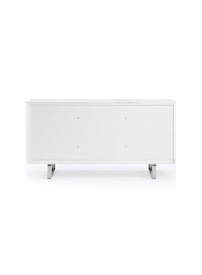 DANUBE HOME Monarch Sideboard Sturdy Home Kitchen Organiser Sideboard Modern Design Furniture For Dining Room Living Room Kitchen-White / Brushedsilver - Image 4