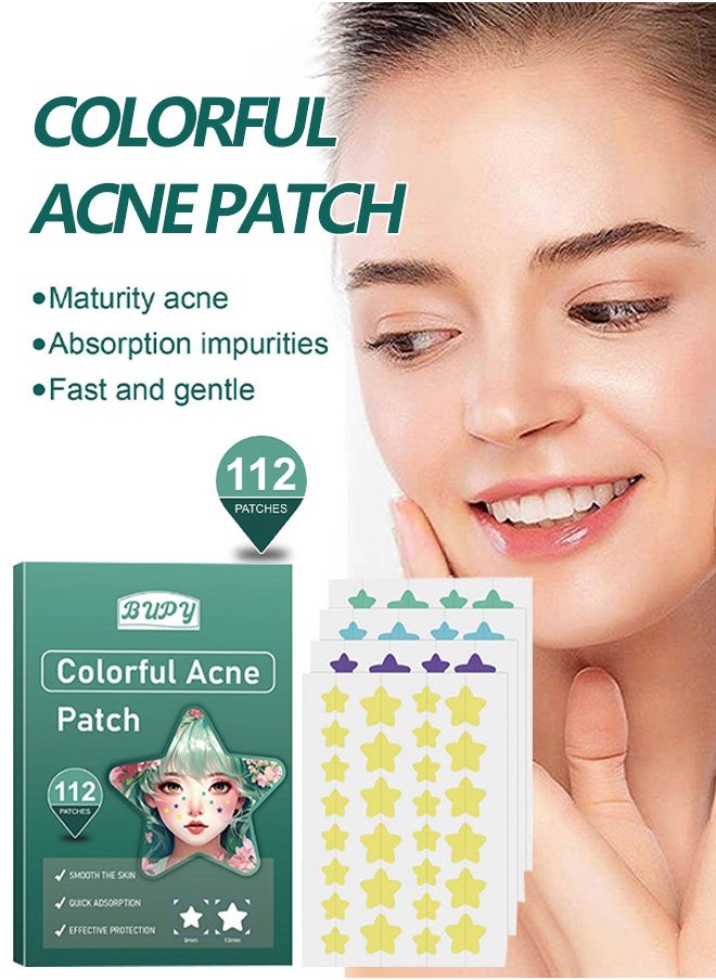 BUPY 1 Pack Star Shaped Hydrocolloid Acne Patches 112 Pcs Spot Dots Stickers for Blemishes Pimples and Whiteheads  - Image 3