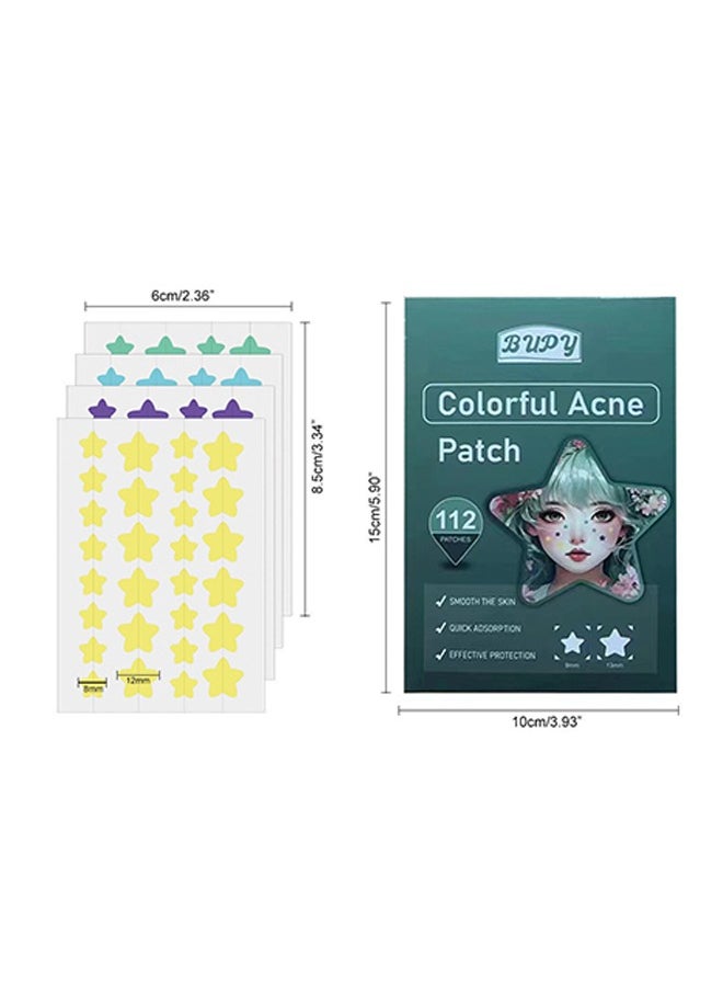 BUPY 1 Pack Star Shaped Hydrocolloid Acne Patches 112 Pcs Spot Dots Stickers for Blemishes Pimples and Whiteheads  - Image 2