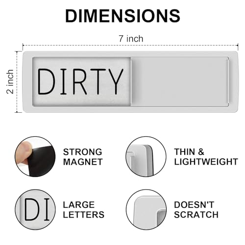 YauYik Dishwasher Magnet Clean Dirty Sign - Strong Magnet Clean/Dirty Sign for Dishwasher, Non-Scratch - With Optional Adhesive Stickers Kitchen Decor(Silver) - Image 4