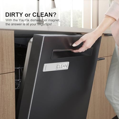 YauYik Dishwasher Magnet Clean Dirty Sign - Strong Magnet Clean/Dirty Sign for Dishwasher, Non-Scratch - With Optional Adhesive Stickers Kitchen Decor(Silver) - Image 2