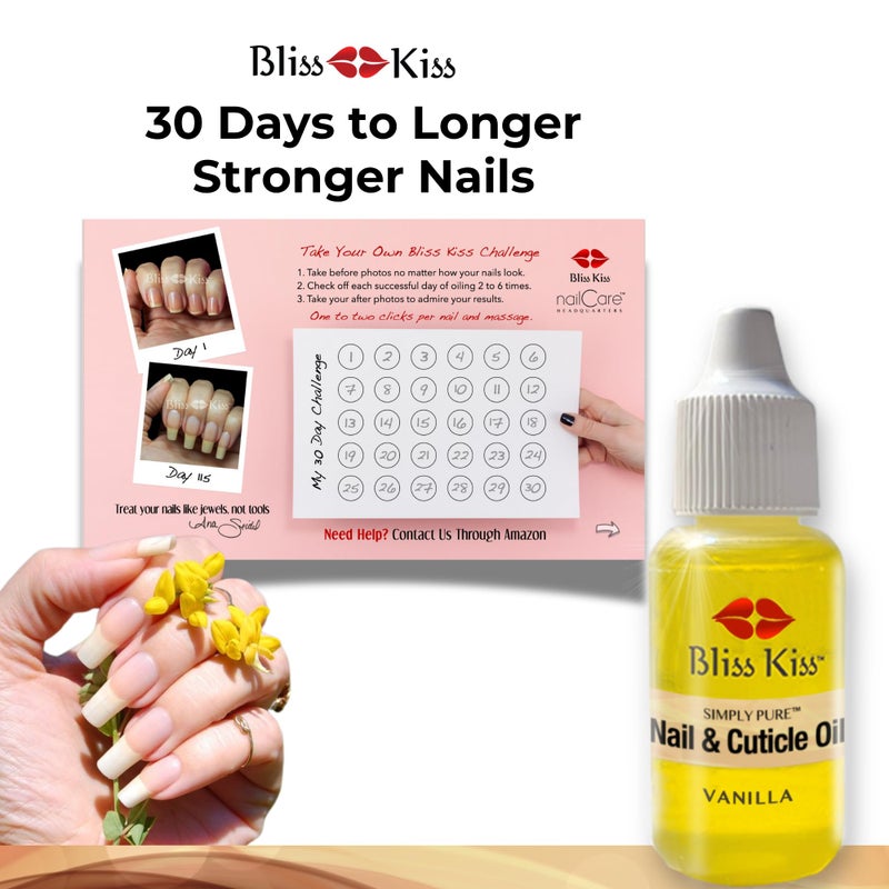Bliss Kiss | Vanilla Fragrance | Nail Oil Cuticle Dropper w/Vitamin E & Jojobaâ¤Nail Strengthener Nail Growth Serum for Brittle Peeling Breaking Thin Nails | 0.5oz | - Image 2