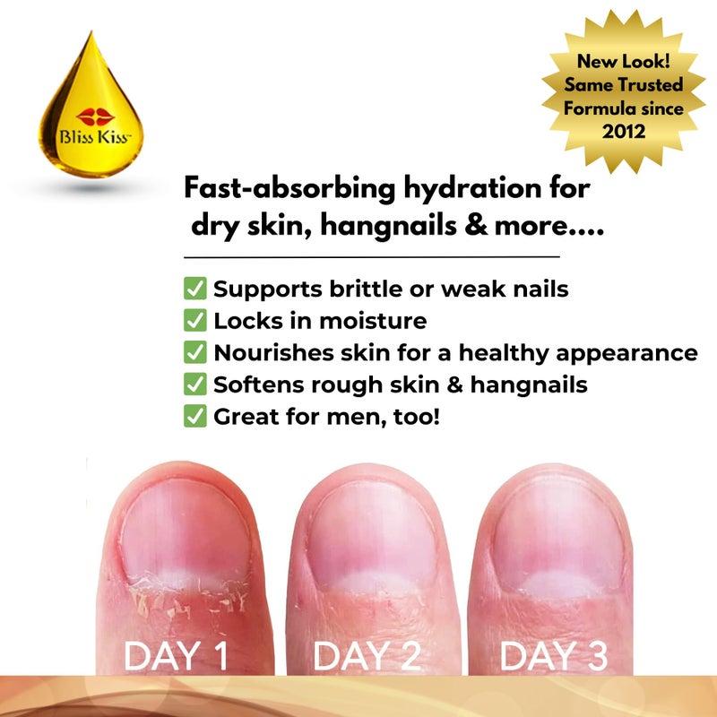 Bliss Kiss | Vanilla Fragrance | Nail Oil Cuticle Dropper w/Vitamin E & Jojobaâ¤Nail Strengthener Nail Growth Serum for Brittle Peeling Breaking Thin Nails | 0.5oz | - Image 3