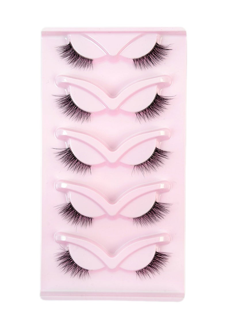 جولي رموش اصطناعية رموش عين القطة الطبيعية نصف رموش عين القطة الطبيعية رموش رموش زاوية رقيقة ناعمة 3D رموش المنك الاصطناعية رموش مزيفة 5 أزواج حزمة متعددة - Image 1