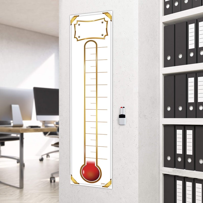 JJPRO Fundraising Thermometer Chart Goal Tracker Decal - 48""x12"" - Dry Erase Goal Setting Wall Poster Thermometer - Removable Giant Sales Goal Vinyal Sticker - Image 4