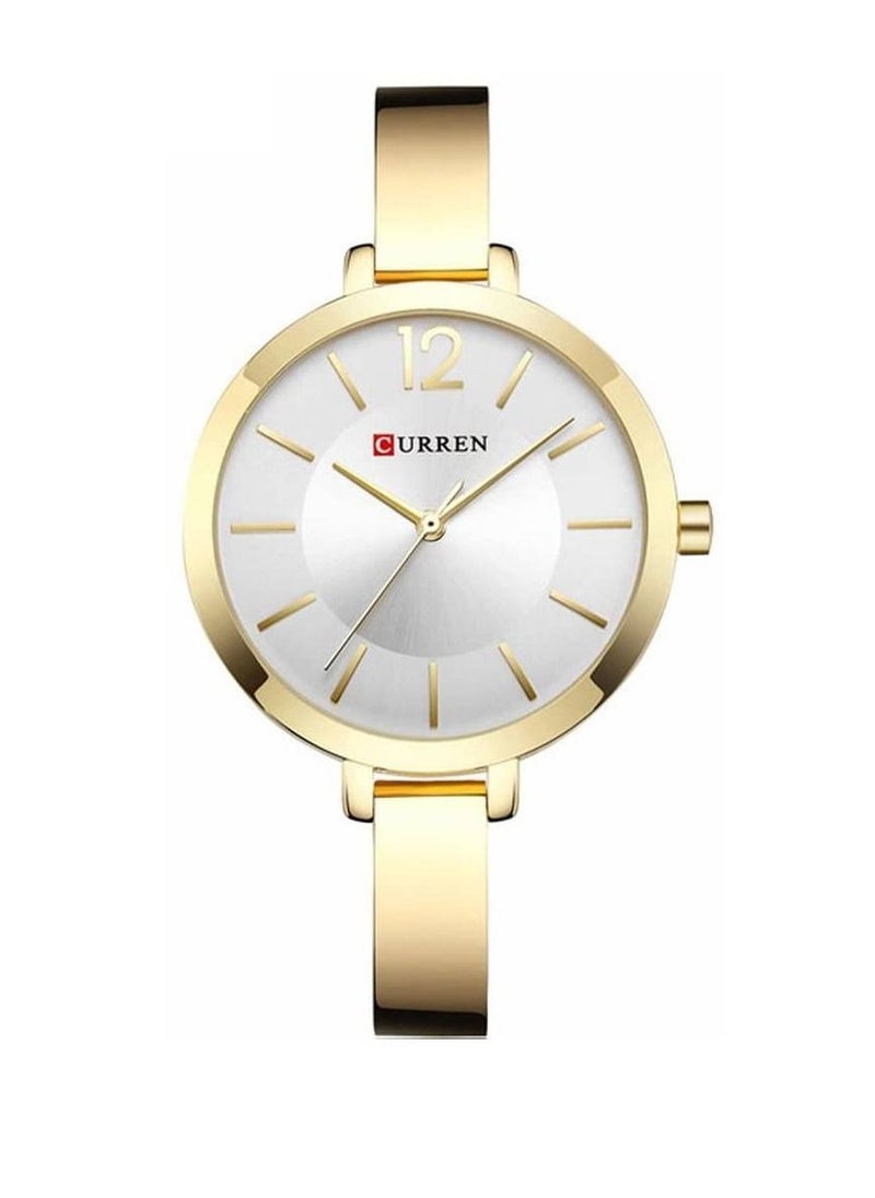 CURREN - 9012 Quartz Movement Round Dial Stainless Steel Strap Waterproof Women Wristwatch - Gold - Image 1