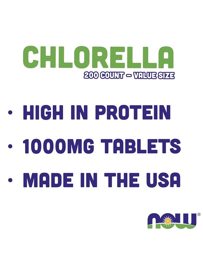 Now Chlorella Tablets,1000mg, 200 Tabs - Premium, Non-GMO Microalgae - Green Superfood Supplement - Image 4