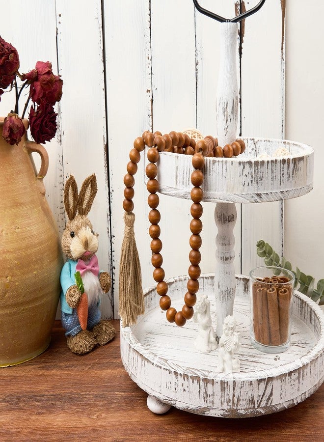 OMISHE 59in Wood Bead Garland with Tassels, Decorative Beads Decor, Farmhouse Wooden Beads Garland for Wall Hanging Home Festival Decor, Brown - Image 5