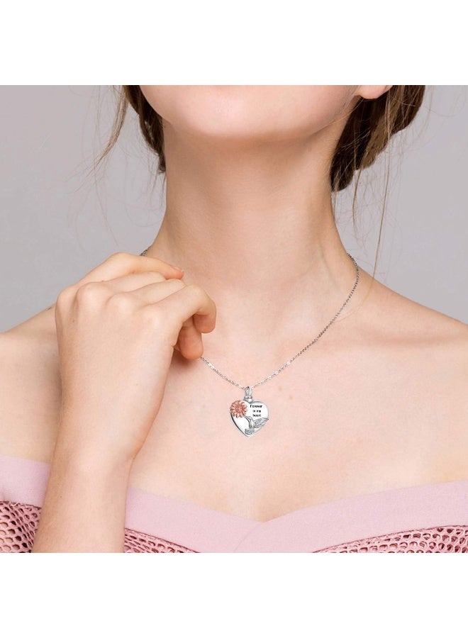 YFN YFN Urn Necklace for Ashes Sterling Silver Hummingbird Flower Urn Necklace Heart Cremation Memory Jewelry for Women Men  - Image 3
