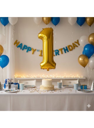 16″ Number 1 Foil Balloon, Gold - view 2
