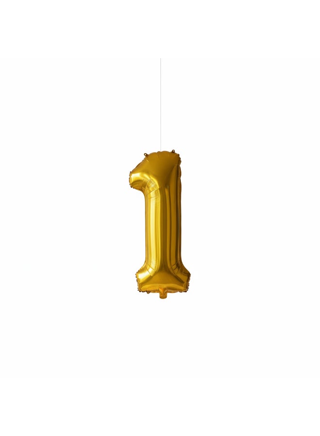 Toyland 16″ Number 1 Foil Balloon, Gold - Image 1