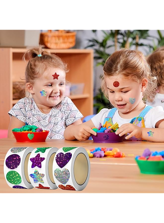 erorex 1500Pcs Glitter Star Stickers Heart Stickers Round Stickers Foil Shiny Stickers For Kids Reward Decoration Or Gifts 1 Inch Colorful Stickers For Diy Crafts Party Classroom Teacher Supplies - Image 5