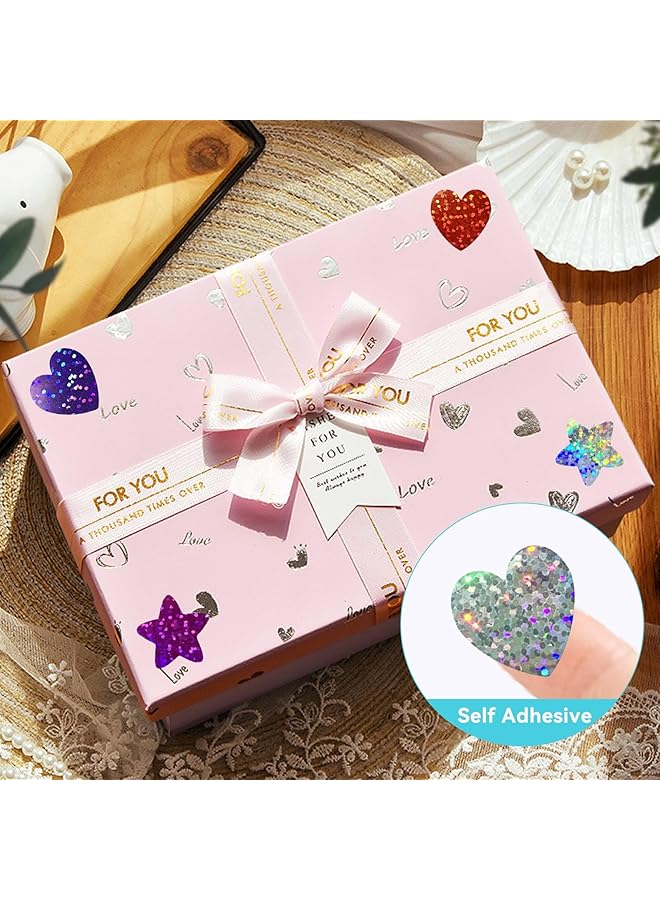 erorex 1500Pcs Glitter Star Stickers Heart Stickers Round Stickers Foil Shiny Stickers For Kids Reward Decoration Or Gifts 1 Inch Colorful Stickers For Diy Crafts Party Classroom Teacher Supplies - Image 3