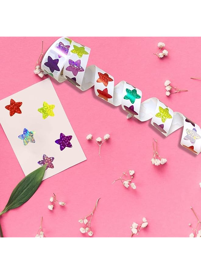 erorex 1500Pcs Glitter Star Stickers Heart Stickers Round Stickers Foil Shiny Stickers For Kids Reward Decoration Or Gifts 1 Inch Colorful Stickers For Diy Crafts Party Classroom Teacher Supplies - Image 4
