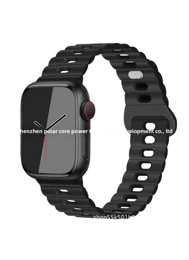 Generic - For Apple Watch Band Iwatch Single And Double Color Silicone Lightning Buckle Ultra For Applewatch Strap 1-8-Color:38/40/41mm Antique White With Mist Blue - Image 1
