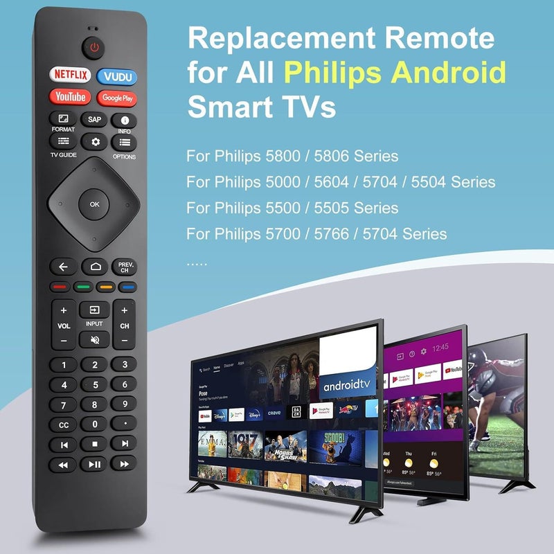 TOPKIND Replacement for Philips Smart TV Remote Control,Universal for Philips 4K UHD Android Smart TVs - Image 2