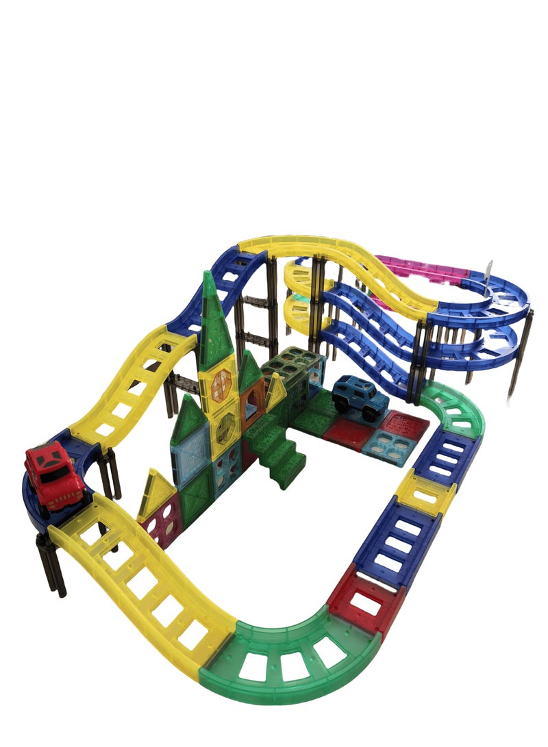 Loquat 96PCS Magnetic Railcar Building Set – STEM Educational Toy with Track, Cars  Accessories for Kids 3+ – Fun Learning Toy for Motor Skills  Creativity - Image 4