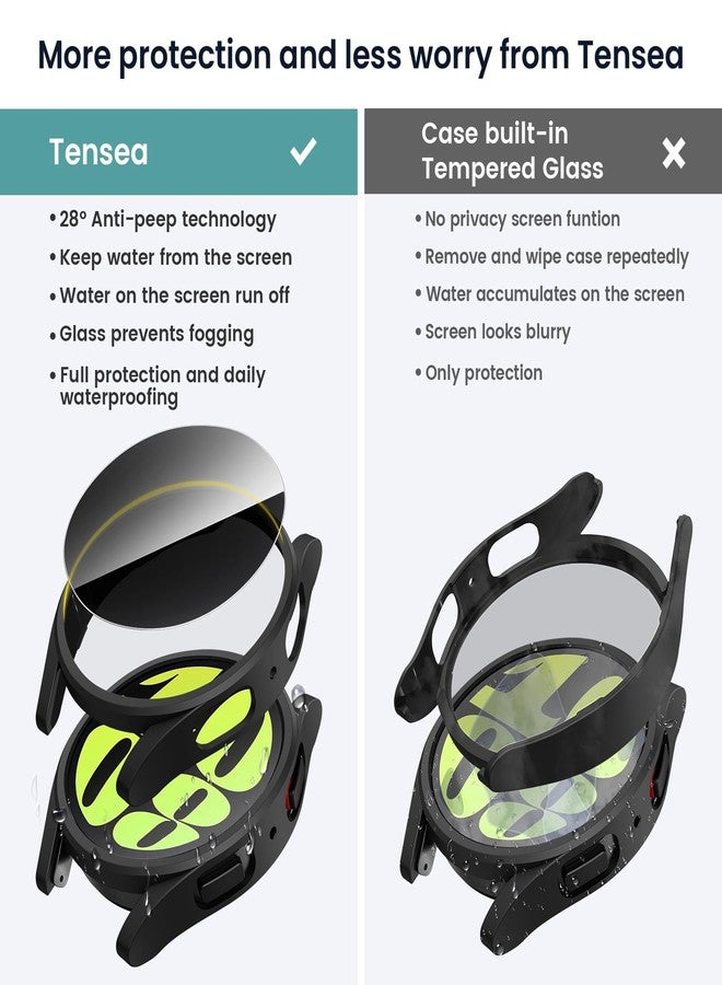 Tensea [5+5Pack for Samsung Galaxy Watch 6 Screen Protector Case 40mm Accessories, Hard PC Bumper/HD Anti-Fog Tempered Glass Protective Film, Face Cover Set, Galaxy Watch 6 Case for Women Men - Image 4
