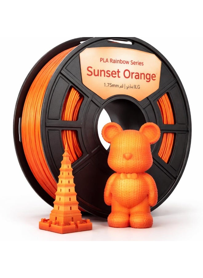 robotgcc PLA Sunset Orange Gradient Multicolor 1.75mm 3D Printing Material 1KG Spool Warm Color Transition Filament Smooth Surface Easy Print Low Warping Strong Layer Adhesion Precision Diameter Stable Extrusion FDM Compatible for Creative Models Prototyping DIY Projects - Image 1