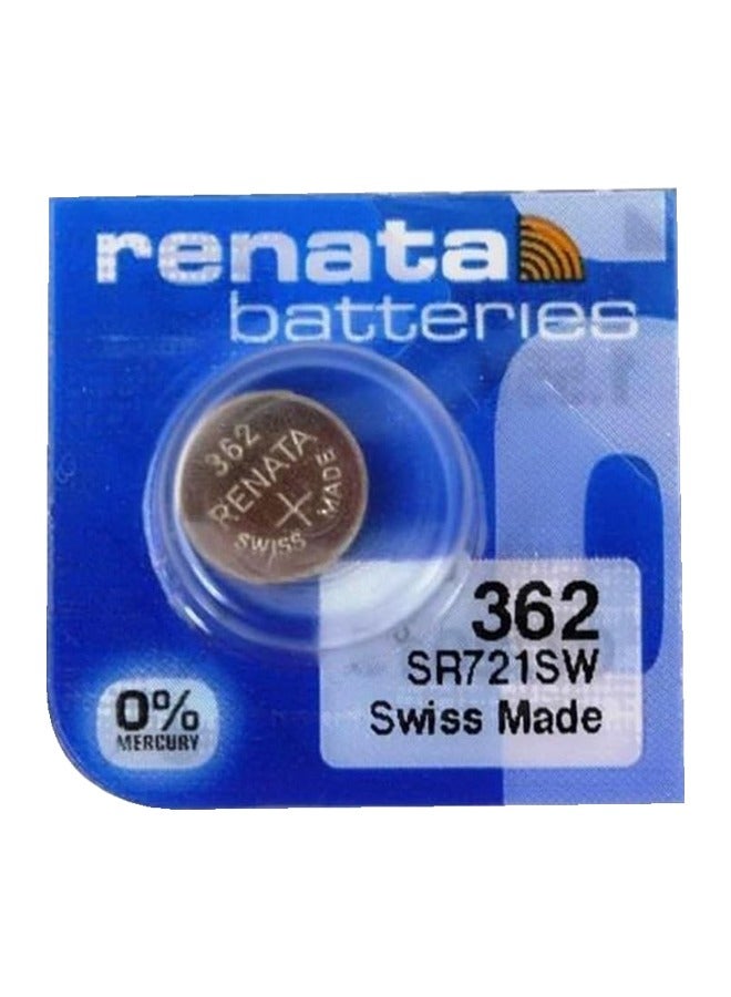 Renata wristwatch battery - Swiss made, 1.55V button cell, Renata Long Life Battery, Strap (1 pcs) 362-1, SR721SW - Image 1