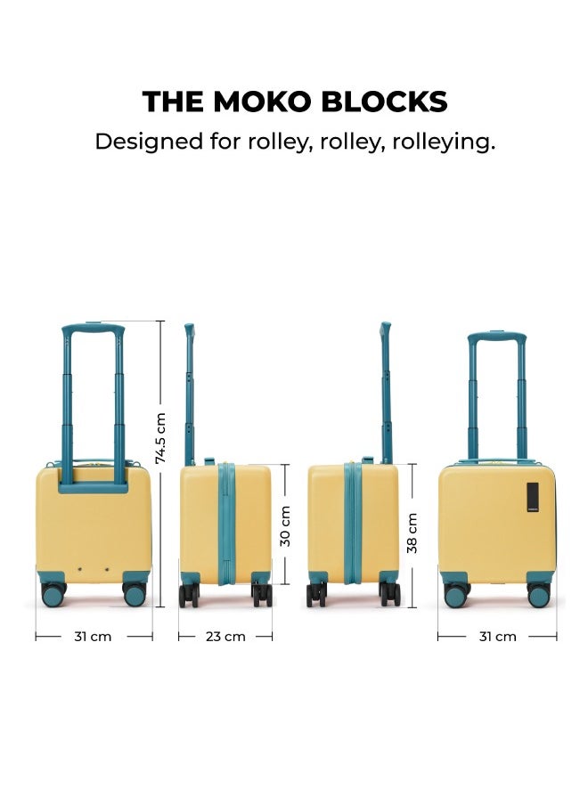 Mokobara - MOKOBARA The Moko Blocks Unbreakable Polycarbonate Extra Light Weight Kids Luggage | Hard Trolley Suitcase for Kids (38 cms (3-8 Years), Sunshine) - Image 1