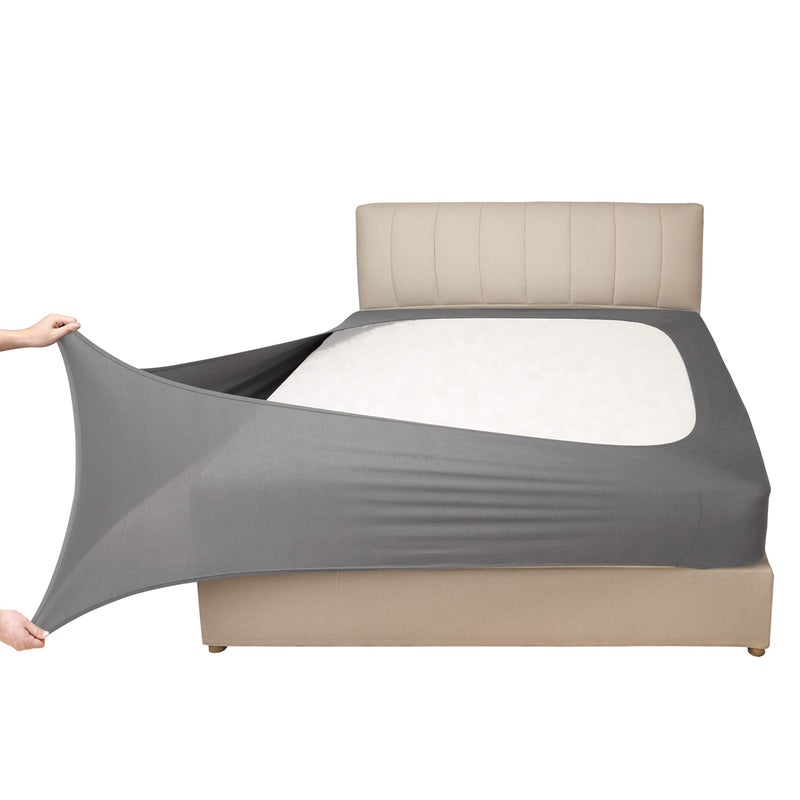 Mrs Awesome Stretch Jersey Box Spring Cover Wrap Around  Bed Skirt Alternative  Ultra Soft & Wrinkle Resistant  Queen/Queen XL  Light Gray 