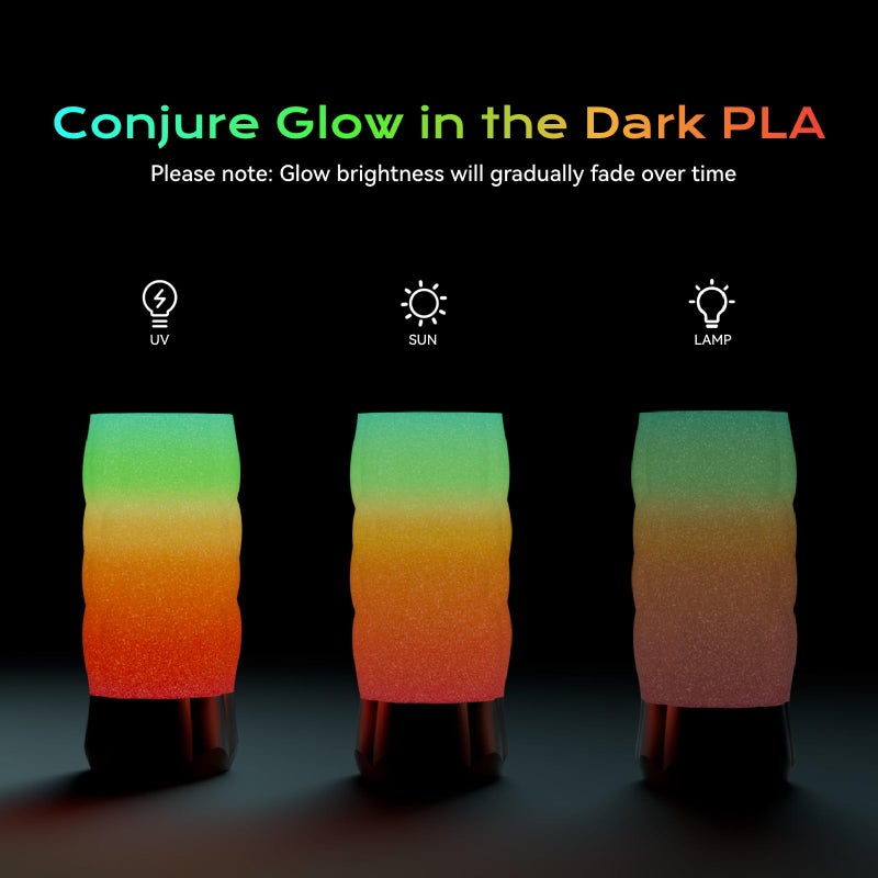 chitu systems Conjure Glow in The Dark PLA 3D Printer Filament, Change Rainbow to Glow Rainbow Multicolor PLA Filament 1.75mm 1KG/2.2LB Filament Works for Most 3D Printer - Image 4