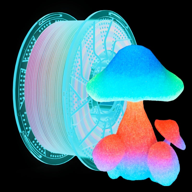 chitu systems Conjure Glow in The Dark PLA 3D Printer Filament, Change Rainbow to Glow Rainbow Multicolor PLA Filament 1.75mm 1KG/2.2LB Filament Works for Most 3D Printer - Image 1