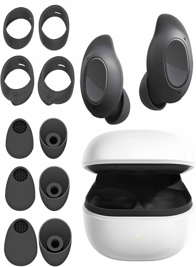 ALXCD Eartips Compatible with Galaxy Buds FE SM-R400, S/M/L 3 Pairs Soft Silicone Ear Tips & 2 Pairs S/L Sizes Earhooks, Compatible with Galaxy Buds FE SM-R400 4+6 Black sml - Image 3