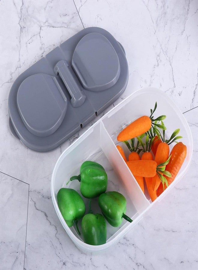 Kopida 2 Pcs Food Storage Containers with Lids, Plastic Double Compartment Fridge Storage Organizer Boxes, Food Container for Pantry Organization and Storage - Image 4