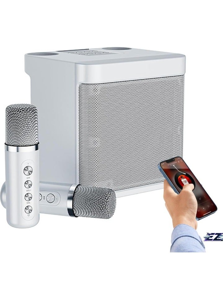 ELTRAZONE Karaoke Machine with 2 Wireless Microphones – Portable Bluetooth Karaoke Speaker PA System with Echo & Vocal Cut – Supports TF, AUX-in, USB Flash Disk – Perfect for Indoor & Outdoor Parties, Family Singing Fun  - Image 1