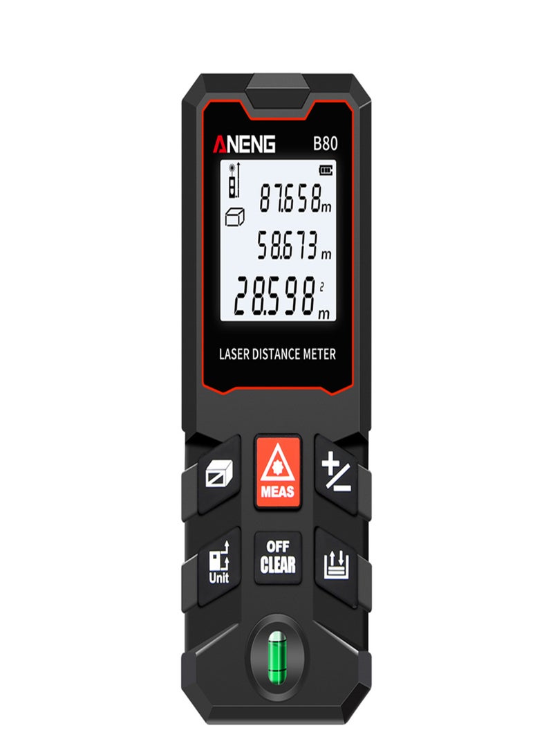 ANENG ANENG 80m Measure LCD Digital Distance Meter with Bubble Level Mini Range Finder Distance/ Area/ Volume/ Pythagorean Measuring Tool Unit Switching Data Storage - Image 1