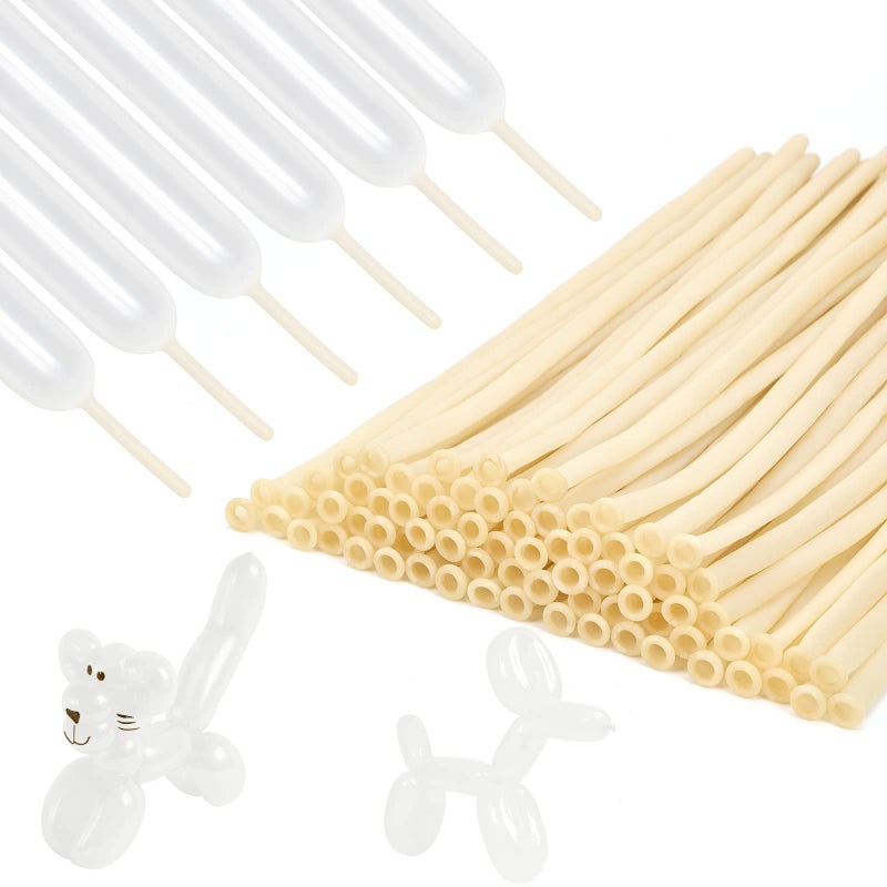 RUBFAC 100pcs Clear 260 Balloons Clear Long Skinny Latex Balloons for Animal Transparent Twisting Animal Balloons for Kids Party Garland Birthday Wedding Party Decorations - Image 3
