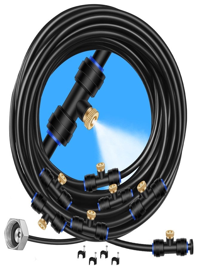 GOXAWEE Misting System, 26FT (8M) Misting Line + 7 Brass Mist Nozzles + Brass Adapter(3/4"), Misters for Outside Patio Cooling Outdoor Garden Greenhouse Trampoline for Waterpark - Image 1