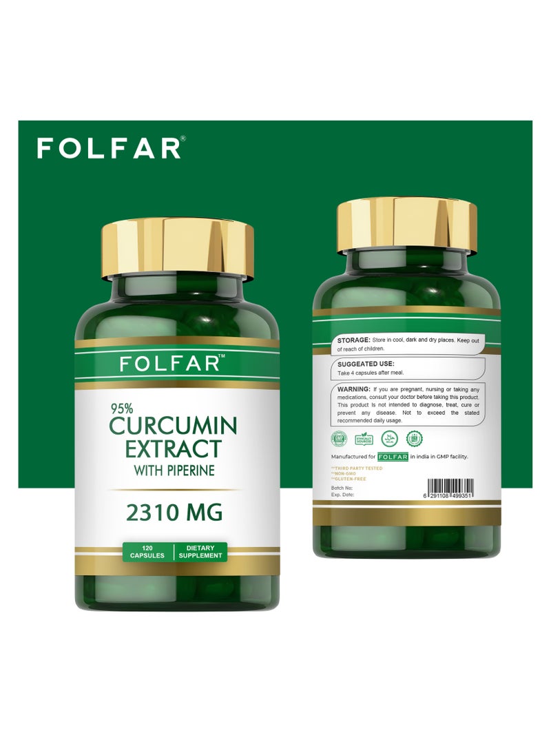 Folfar Turmeric Curcumin with 95% Curcuminoids 2310mg with Piperine - 120 Capsules  - Image 3