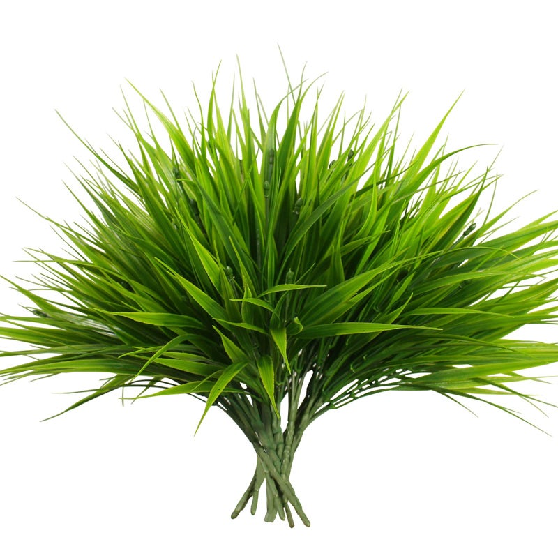 alyptus Artificial Grass Outdoor 12 Bundles Fake Plants Outside Green Onion Faux Greenery Shrubs for Front Porch Planters Pot Dcor for Outdoors Grass