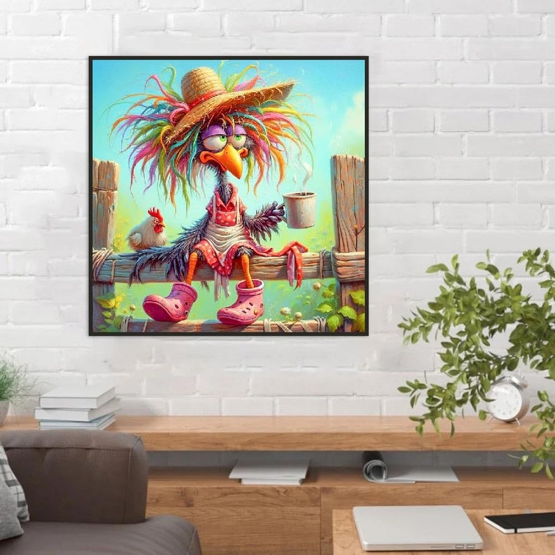Clendo Chicken Diamond Art Kits for Adults - Funny Animals 5D Diamond Painting for Adults, Full Drill Diamond Dot Gem Art Kit for Adult Wall Home Decor Arts Craft 14x14 inch - Image 5